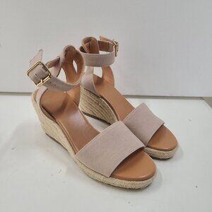 J. Crew Women's Espadrille Wedge Sandal Blush Pink Adjustable Ankle Strap Size 7